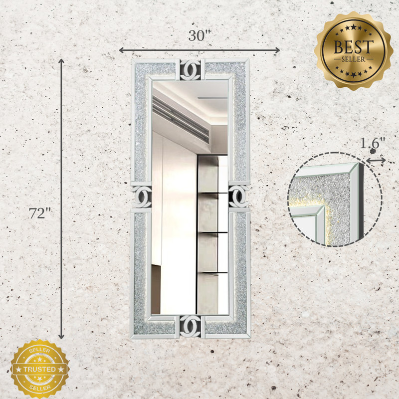 Floor Mirror 72" Rectangular With 3 Color LED changing light