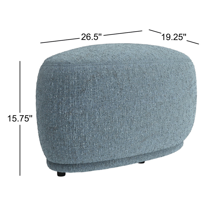 Adna 26.5'' Triangular Upholstered Ottoman, Mellow Steel Blue Boucle