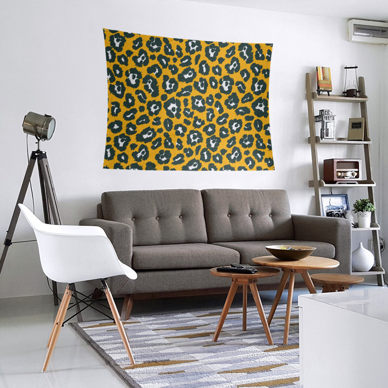 Tapisserie en microfibre de football, H 68 po x l 80 po, Or/blanc