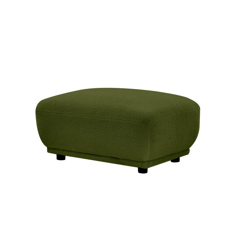 Edwyna Upholstered Ottoman, Green Wool