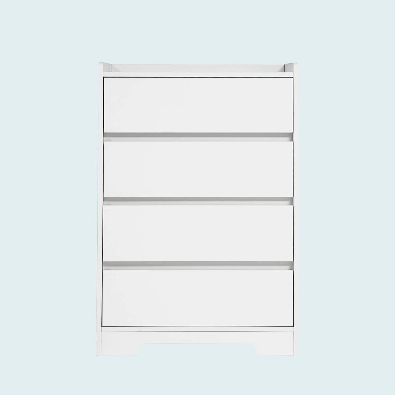 Buffet de rangement 25,59 po avec 4 tiroirs Aaren, Blanc