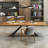 62.99" Light-brown+Black Rectangular Solid Wood+Iron Office Sets