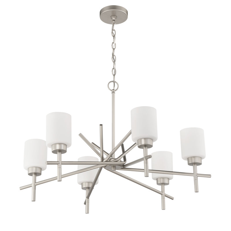Lustre classique unique à 6 lumières Nedelia, Nickel