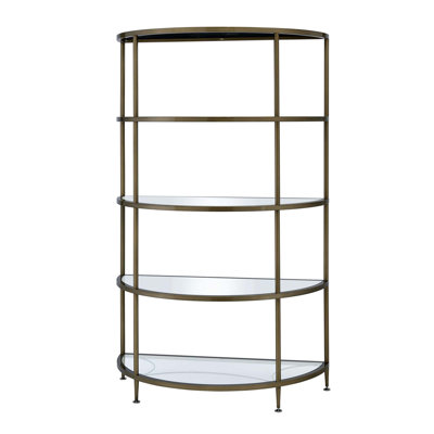 Sleek Mirrored 5-Tier Rack With Semicircle Design, Perfect For Modern And Elegant Storage Solutions.