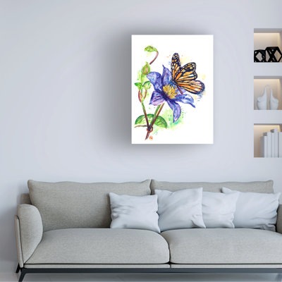 Lisa Whitehouse Clematis And Monarch  Canvas Art