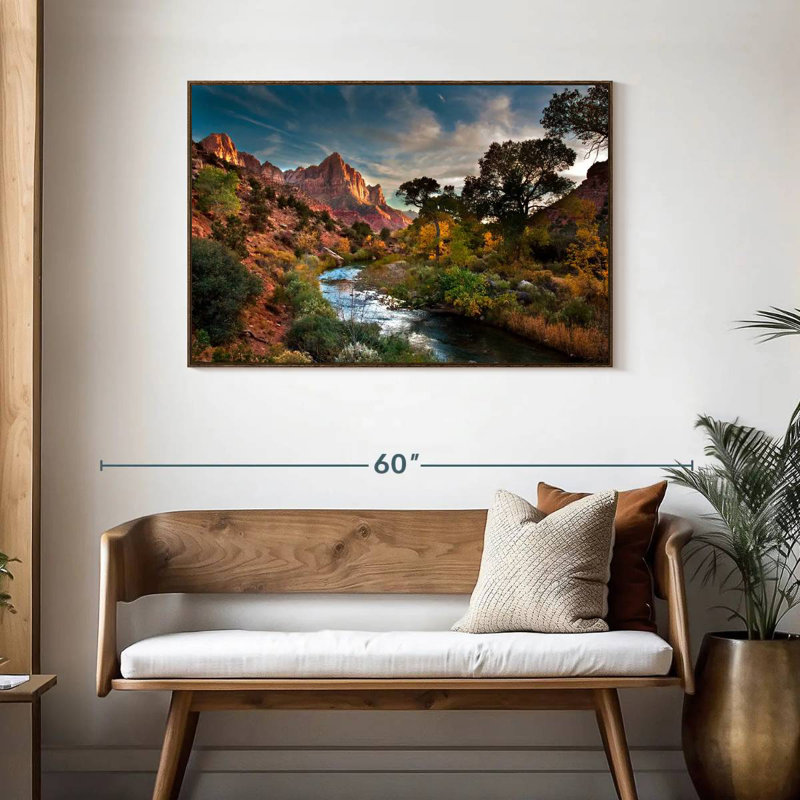 Paysage de Sion, Cadre flottant en noyer, 43 po x 29 po