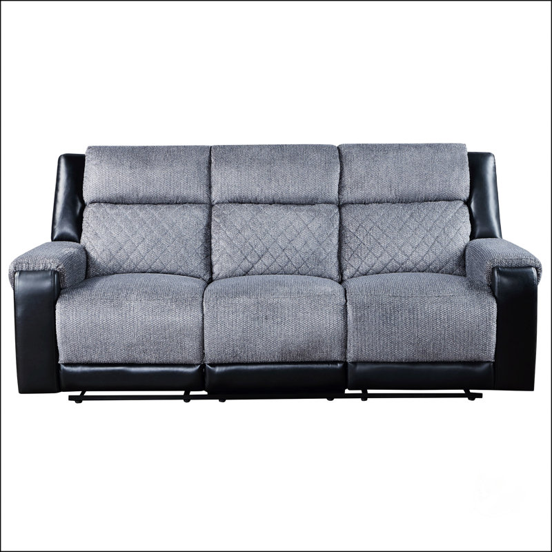 Canapé inclinable ALICIA GRIS / NOIR et causeuse, parfait pour la détente avec un mécanisme d'inclinaison en douceur et un design élégant.