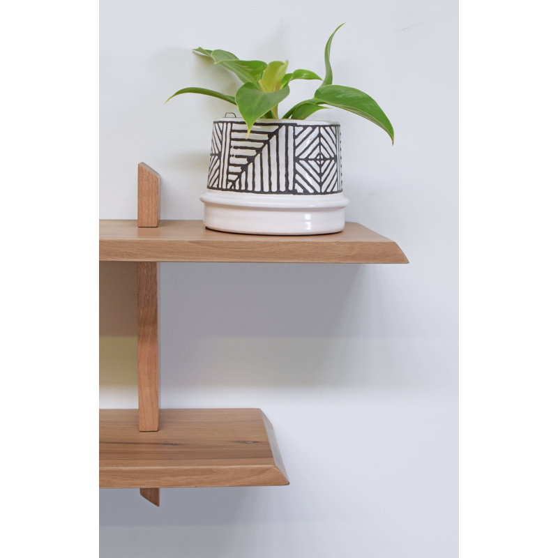 2 Piece Walnut Accent Shelf, 13.5" H x 40" W x 7" D , Light Brown