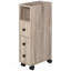 Armoire de salle de bain autoportante avec armoires ouvertes, armoire de porte, tiroir et roulettes pour un rangement peu encombrant