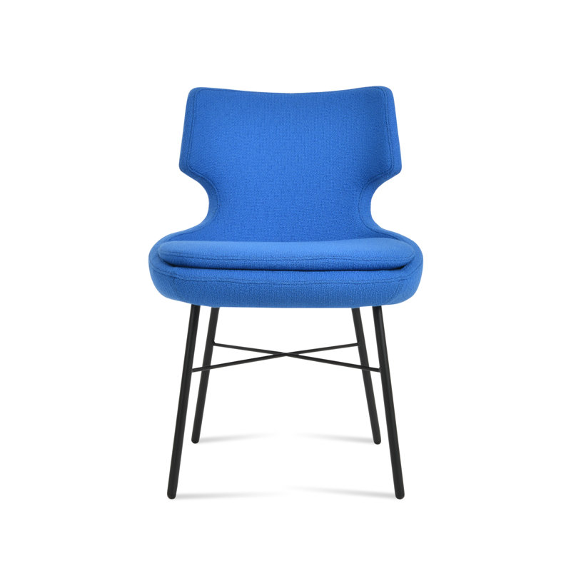 Patara Cross Side Chair, Boucle Blue