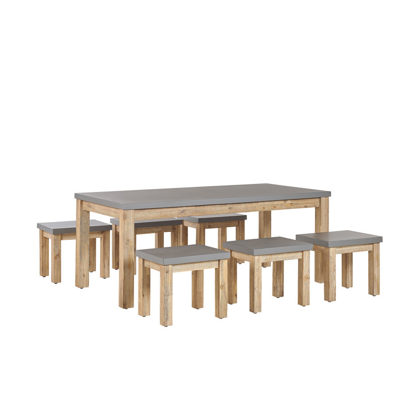 Dameyune 6 - Person Patio Dining Set Rectangular Table with Cushions Included