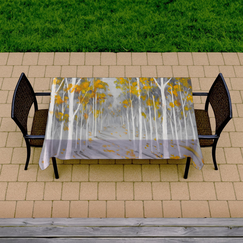 Birch Forest Trees Gray Tablecloth | Indoor/Outdoor Home Decor