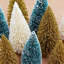 24 pièces de sapins de Noël en forme de bouteille avec base en bois, arbres de village de Noël pour les décorations de Noël de table