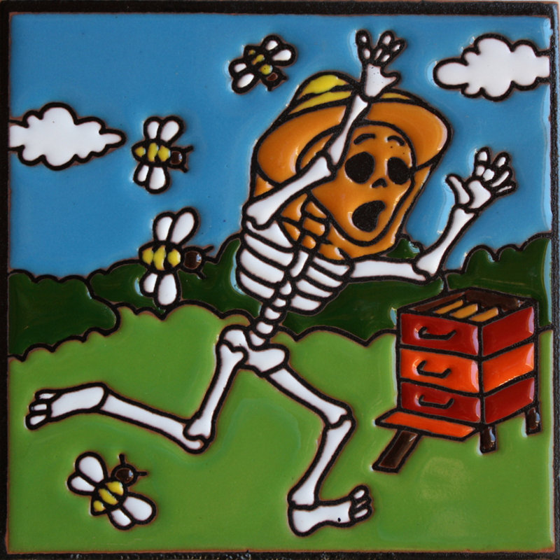TalaMex Bee Keeper. Carreau d'argile Day-Of-The-Dead
