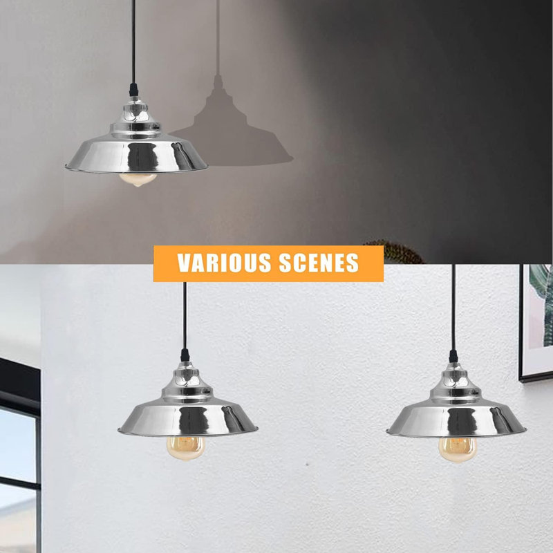1 - Light Satin Nickel Cone Pendant, Chrome