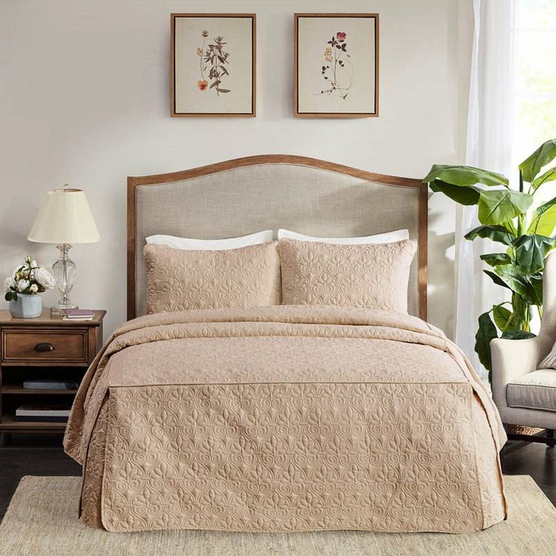 Couvre-lit grand kaki de 3 pièces - Microfibre, rembourrage, garde votre literie fraîche et propre pour un coin fendu plus longtemps, couture de boîte durable