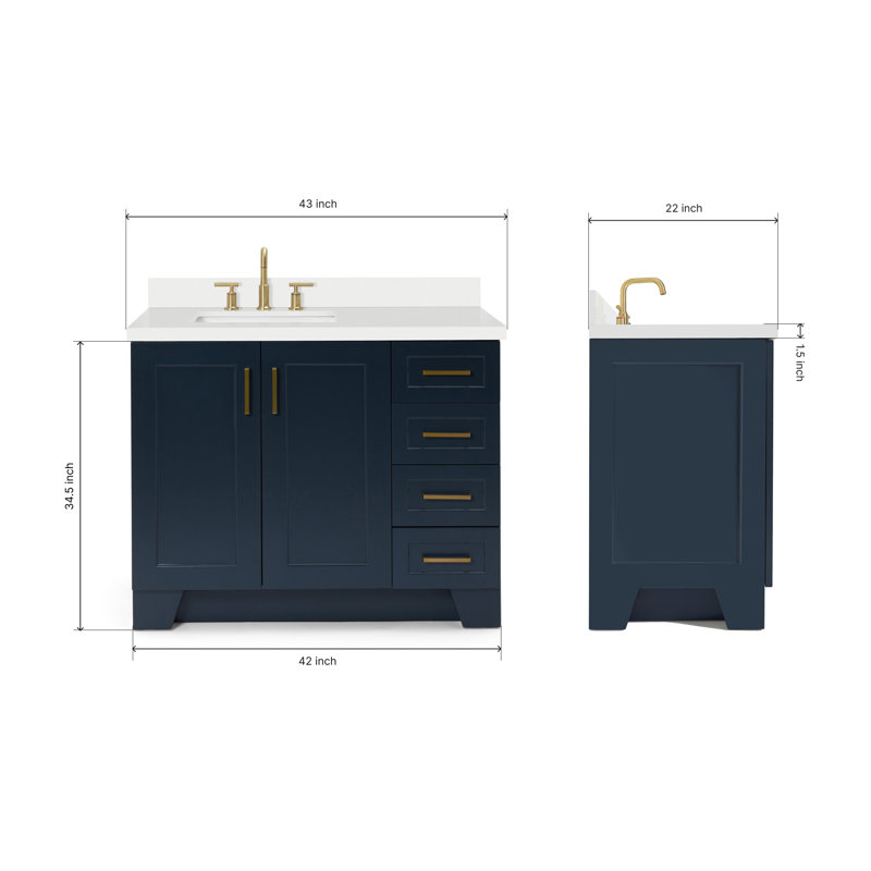 43 IN.  Single Bathroom Vanity, Rectangular, Midnight Blue, Left 