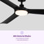 Ventilateur de plafond à hélice intégré avec pales étanches avec lumière noire Homelover 56 pouces noir avec pales noires Ip66-109535439