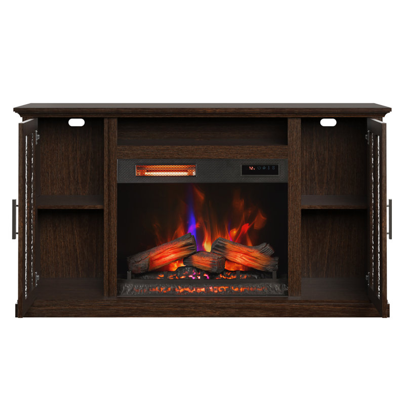 duraflame® Electric Fireplace TV Stand, Farmhouse Media Mantel with Storage, Stromburg Oak