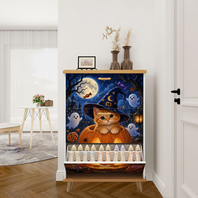 Armoire de rangement pour chaussures avec 3 tiroirs rabattables pour Halloween
