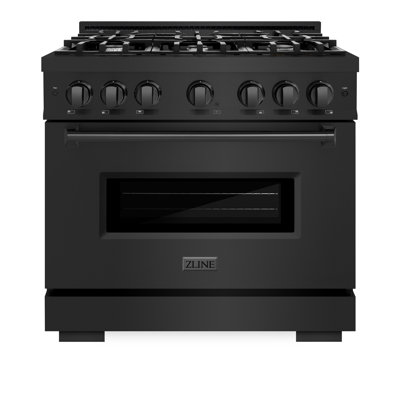 ZLINE 36"" Classic Dual Fuel Black Stainless Steel Range w/ 6 Burners & Convection Oven -  CDRB-36