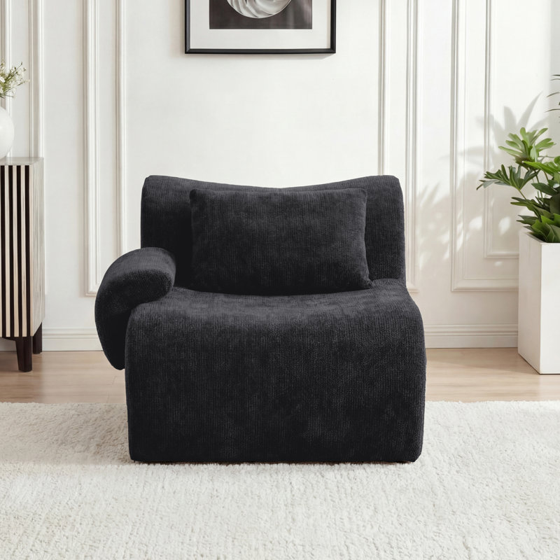 Welliver Upholstered Left Arm Facing Chair, Black, Left