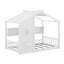 Structure de lit maison avec tablettes de rangement et toit-117445385-117445384