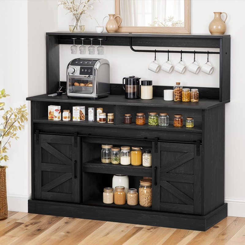 Armoire-bar de style campagnard 51,9 po Piter, Noir