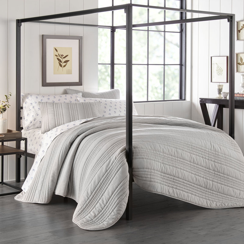 Ensemble de courtepointe réversible Stone Cottage Whitehills, Courtepointe pour lit simple + 1 taie décorative , Gris