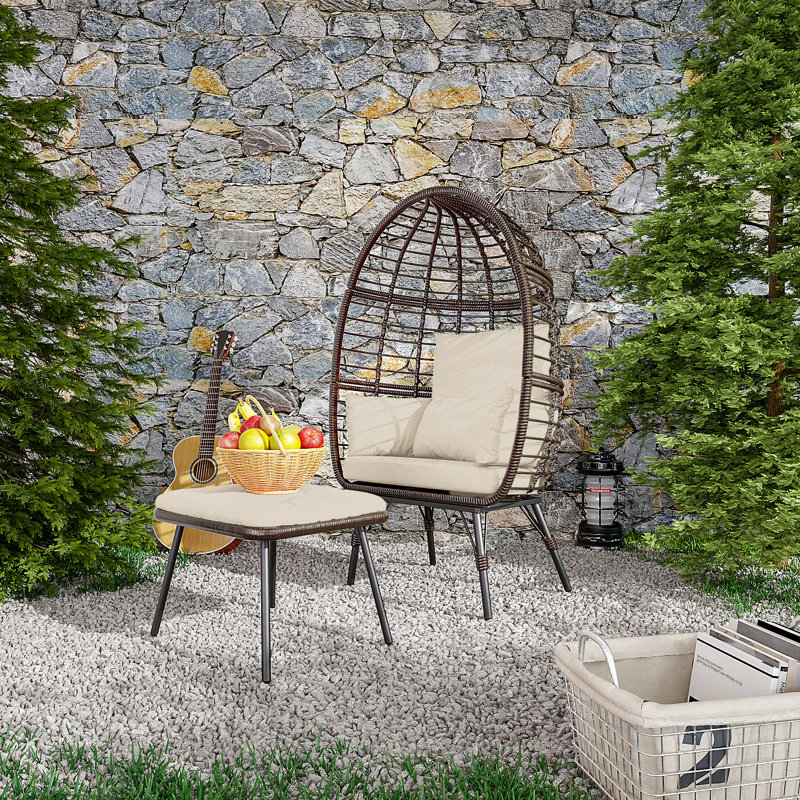 Fauteuil en osier pour l'extérieur et l'intérieur Wicker, Beige