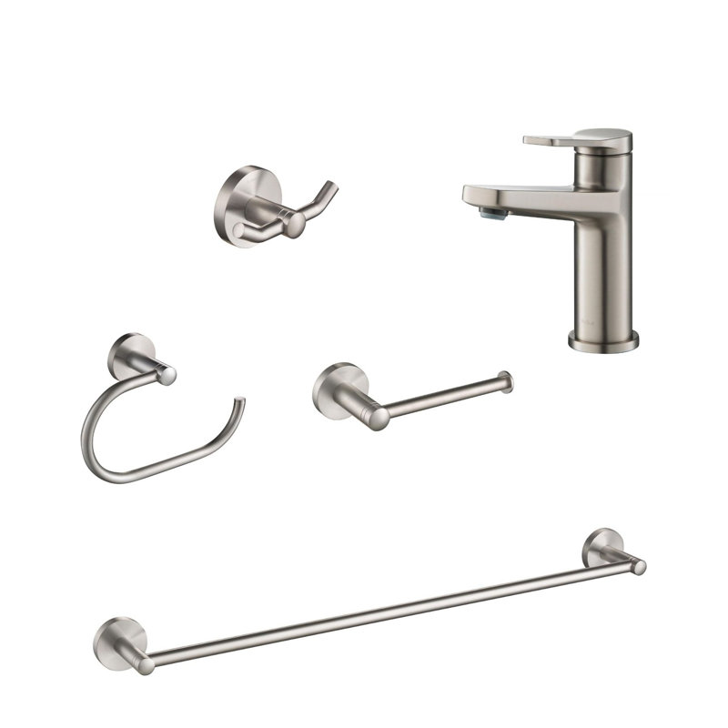Ensemble de quincaillerie de salle de bain 5 pièces Indy, Acier inoxydable