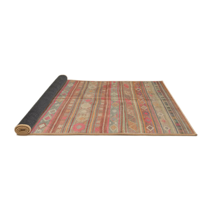 Tapis brun/orange contemporaine, Rond 3 pi