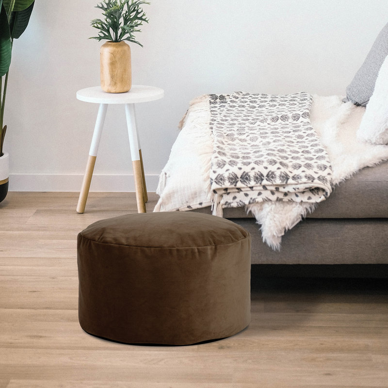 Fairfax Upholstered Pouf, Bella Chocolate Performance Velvet
