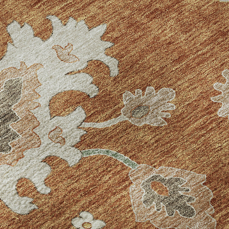 Tapis paprika de qualité supérieure lavable à la machine Prisco, Rond 8 pi
