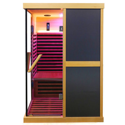 47.2 Inch Wide Canadian Hemlock Wood Infrared Sauna Two Person Low-EMF Indoor Saunas with APP Control