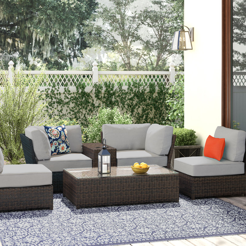 Widener Fully Assembled 4 - Person Seating Group with Cushions |Quick setup patio furniture