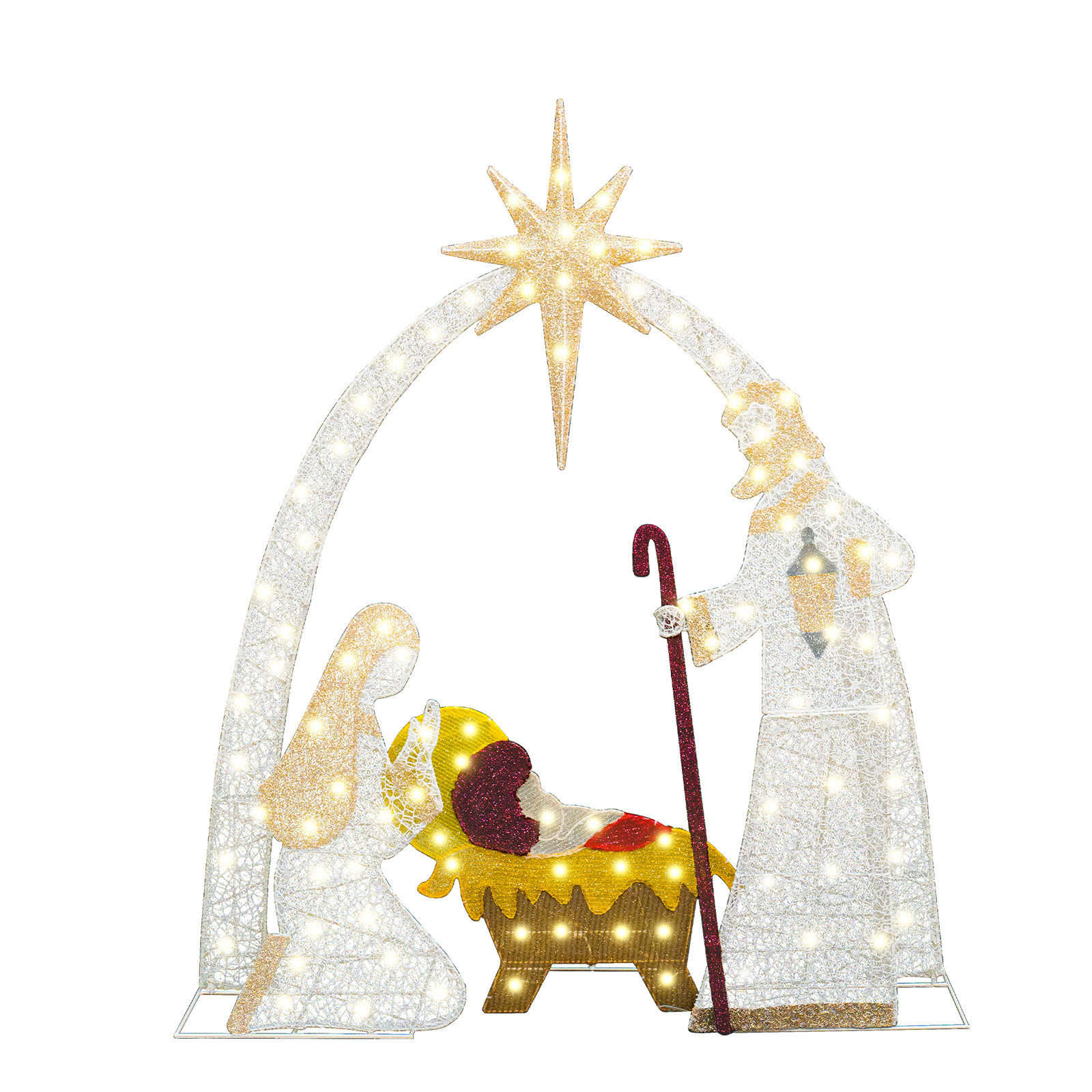 The Holiday Aisle® 3.83 Ft Christmas Nativity Scene Yard Decoration ...