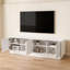 Armoire minimaliste blanche à quatre portes de style ondulé avec tablettes réglables et lumières décoratives-574998372