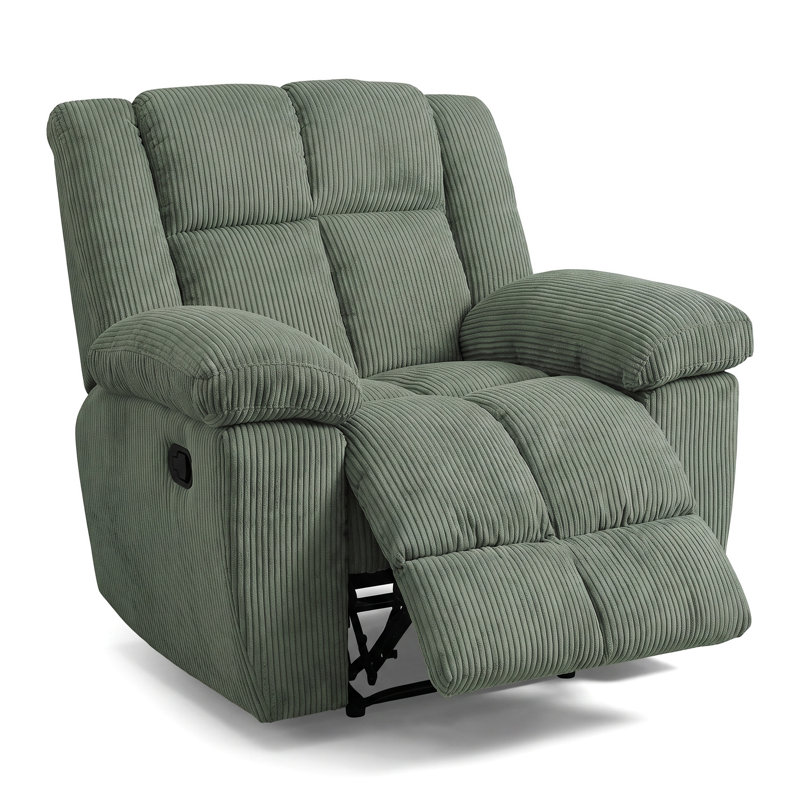 Fauteuil inclinable manuel en velours vert | Fauteuil inclinable ovale rembourré pour le salon et le cinéma maison