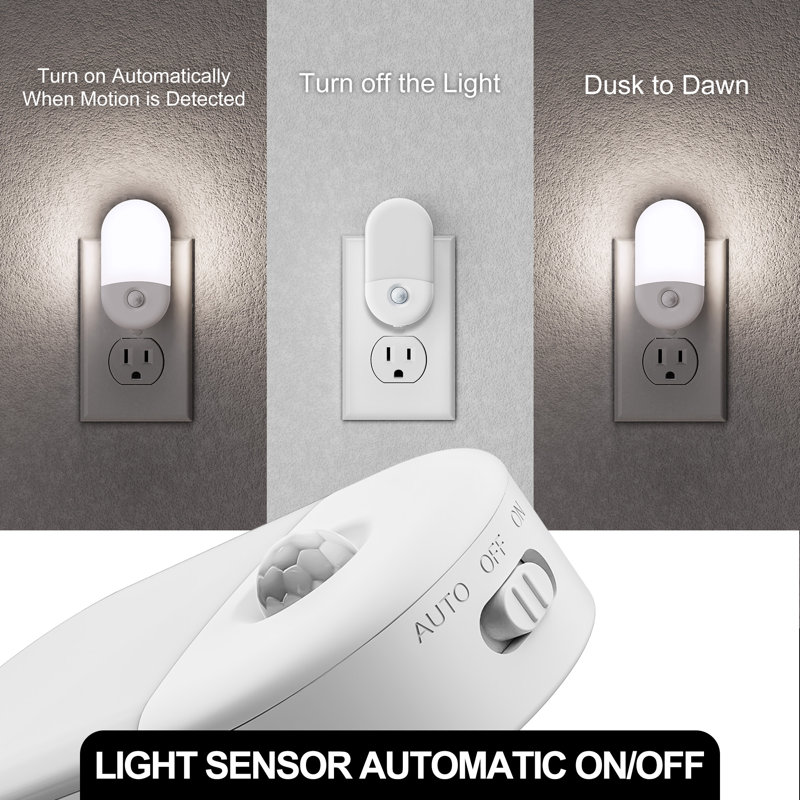 White Plug-In Motion Sensor Night Light With 5000K Daylight