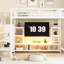 Lit mezzanine double en métal avec meuble télé et garde-robe - Blanc