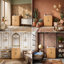 Meuble-lavabo moderne de 61 cm (24 po) avec lavabo en céramique, armoire de rangement multizone avec étagères de porte et tiroir rabattable, MDF (bois naturel)
