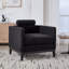 Fauteuil d'appoint de style campagne moderne de 35,4 po de largeur avec pieds en finition noire, fauteuil d'appoint avec base en bois et canapé avec deux traversins-262476763-262476765