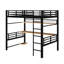 Lit mezzanine double en métal avec tablette de rangement et DEL