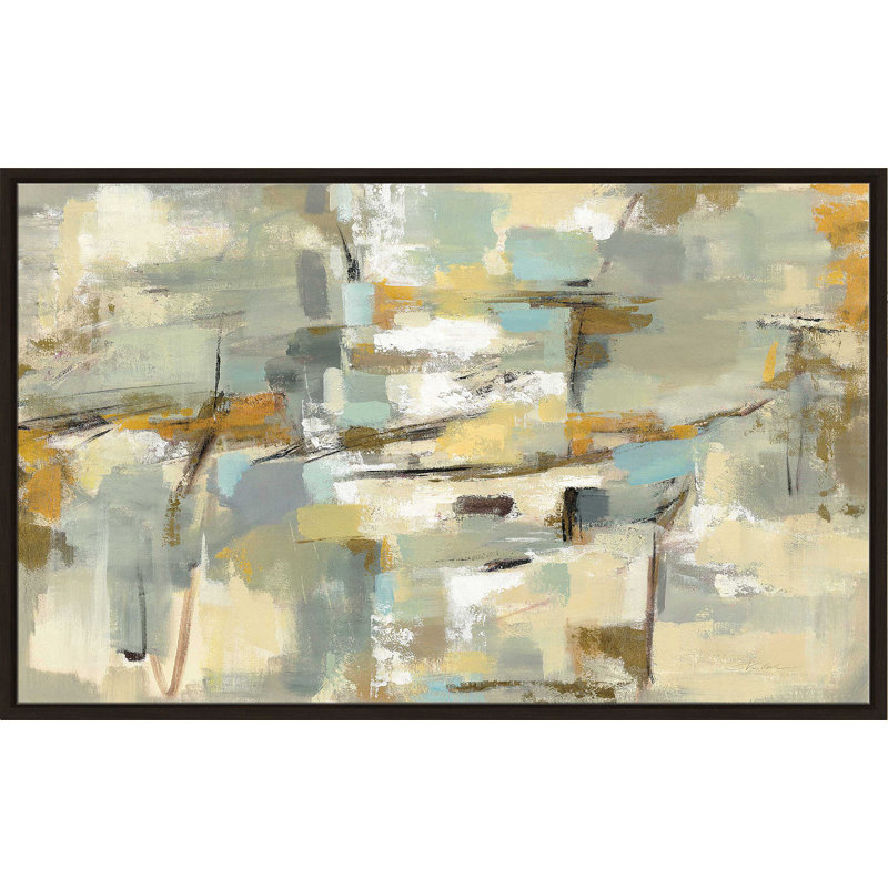 Vieux port - Peinture, Cadre flottant espresso, H 21,5 po x l 33,5 po x P 2 po