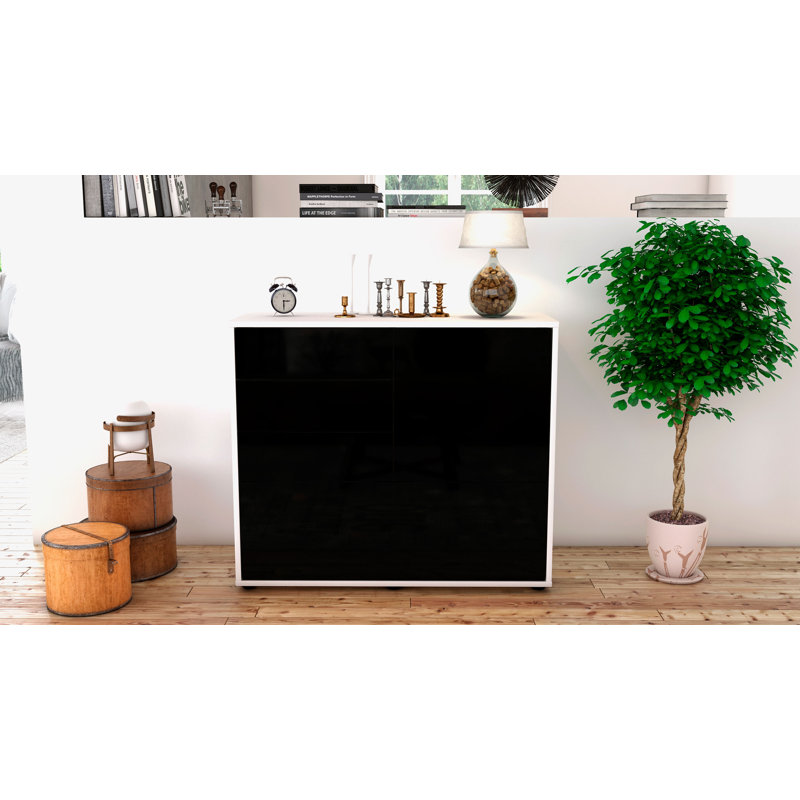 Redondo 92cm Sideboard, White/High-gloss black