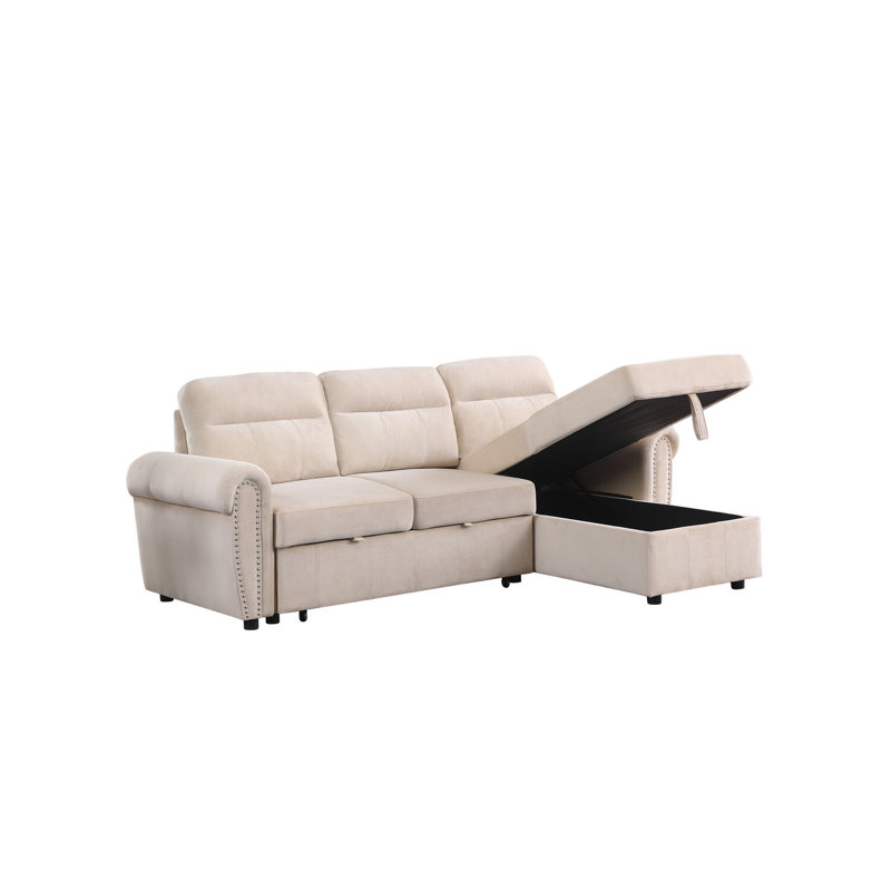 Canapé-lit modulaire réversible en velours Latitude Run® Shabby Elegance