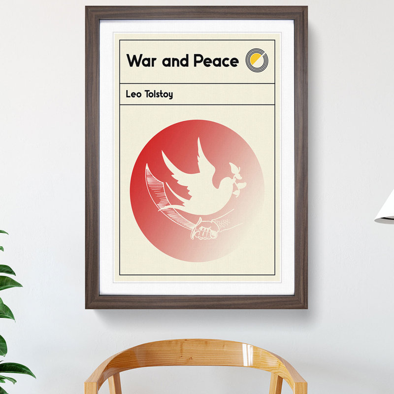 Book Cover War and Peace Leo Tolstoy - Picture Frame Graphic Art, Walnut, 36cm H x 27cm W x 2cm D