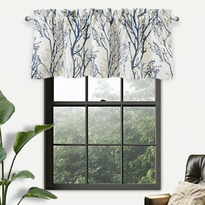 Floral Scalloped 52'' W Window Valance in