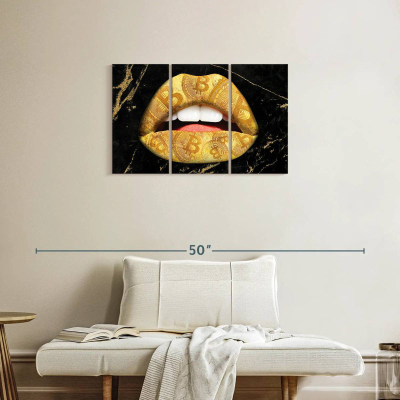 Shuttleworth Bitcoin Gold Lips, 20" H x 33" W